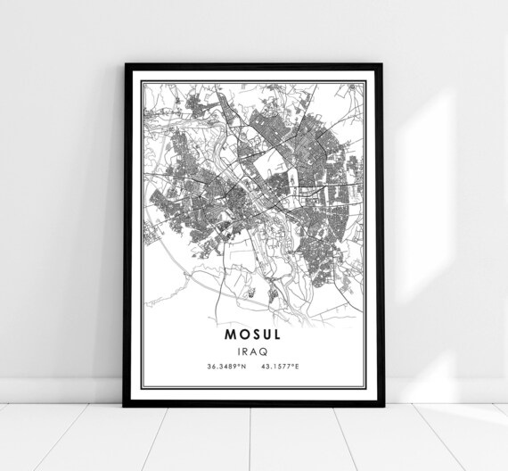 Mosul Iraq Minimalist Street Map Poster with City Coordinates