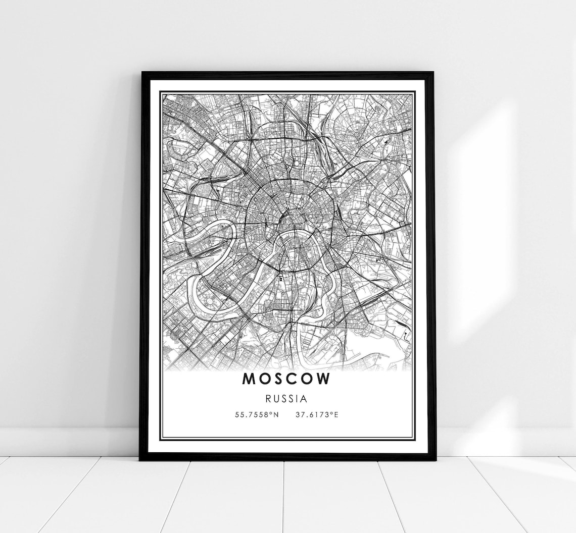 Moscow Map Poster, Russia City Travel Art