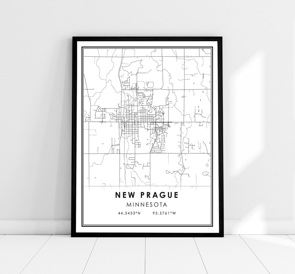 New Prague Map Print, Minnesota City Poster