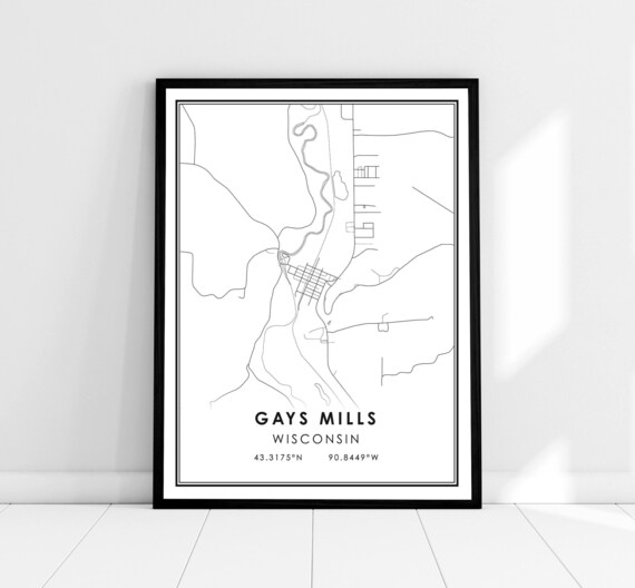 Gays Mills Wisconsin Minimalist Line Map Travel Coordinates Poster