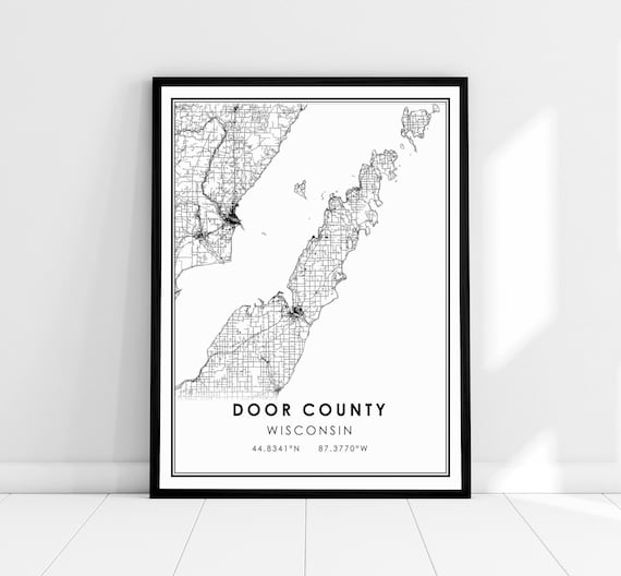 Door County Wisconsin Map Poster Print