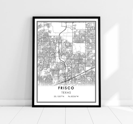 Frisco Map Poster, Texas City Travel Print