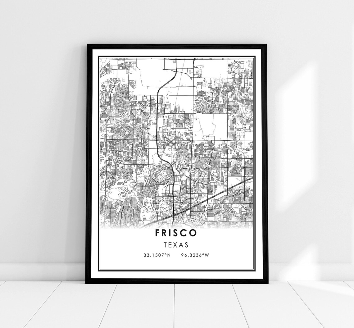 Frisco Map Poster, Texas City Travel Print