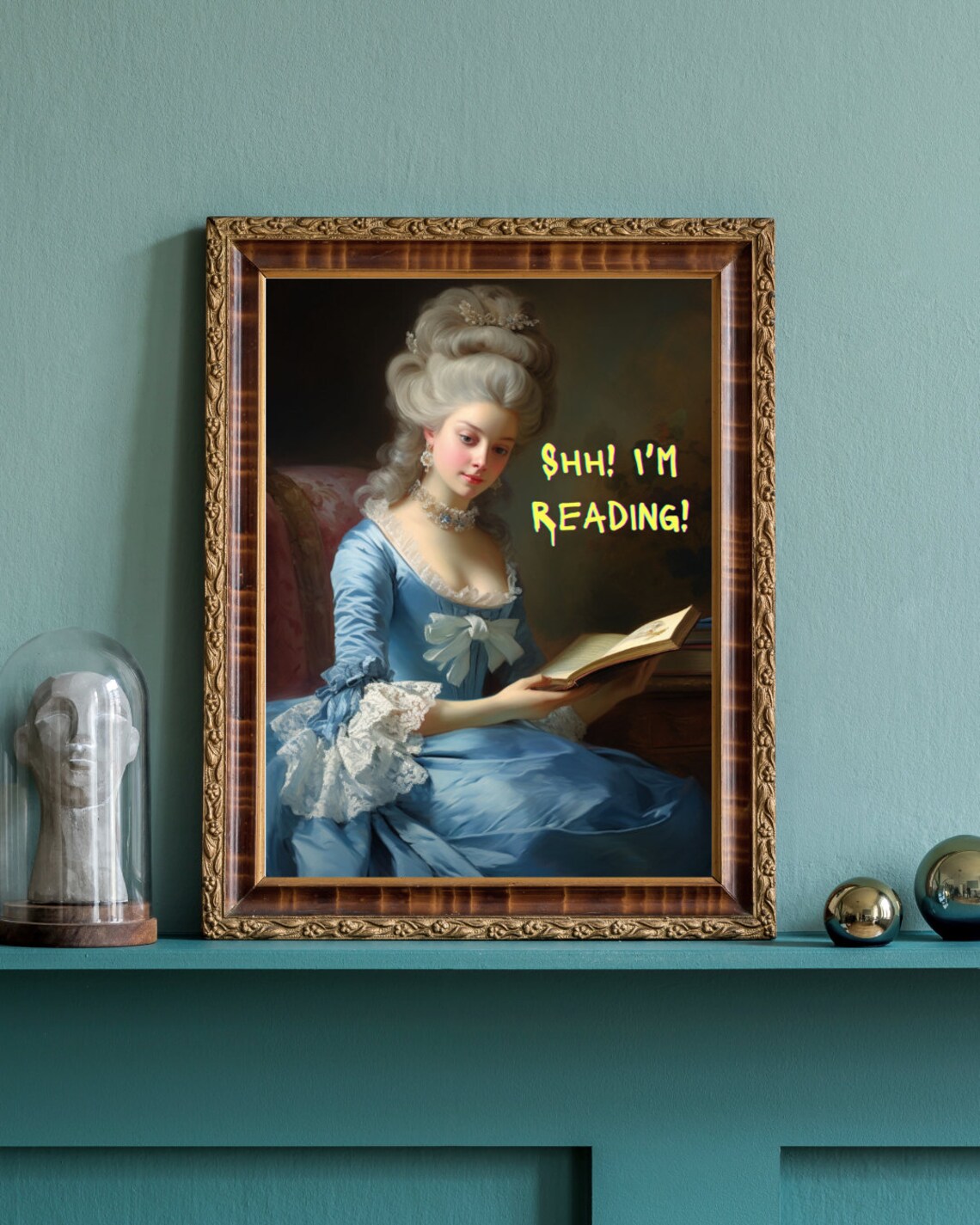 Marie Antoinette Shh Im Reading Rococo Portrait Book Lover Poster - Image 4