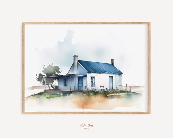 Blue Barn Watercolor No 02 Barn Art Print Barn Painting Barn Watercolor Print Farmhouse Decor Modern Farmhouse Home Decor Farm Decor