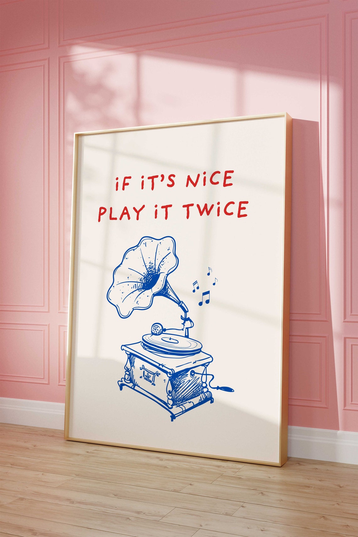 If It Is Nice Play It Twice Blue Gramophone Vintage Music Poster - Image 3