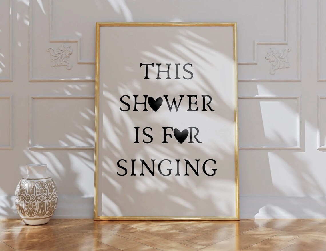 Shower Is For Singing Minimalist Heart Poster Print