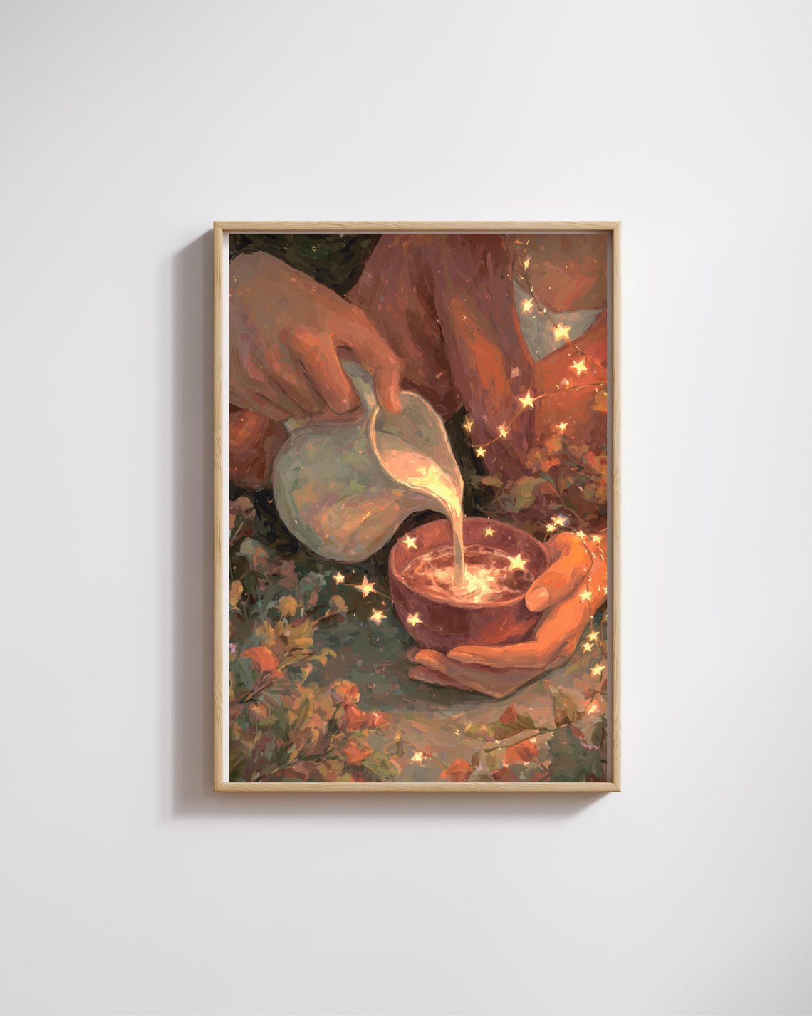 Cozy Autumn Drink Pour Warm Glow Whimsical Painterly Kitchen Poster