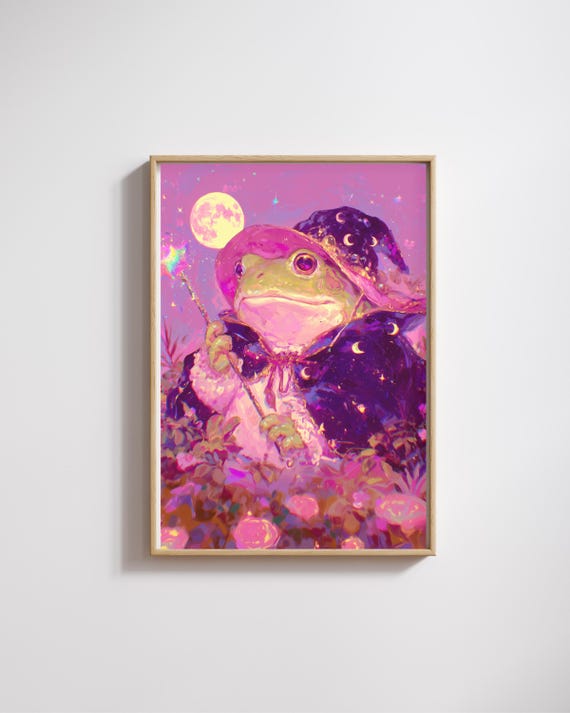 Frog Witch Print Magical Halloween Wall Art