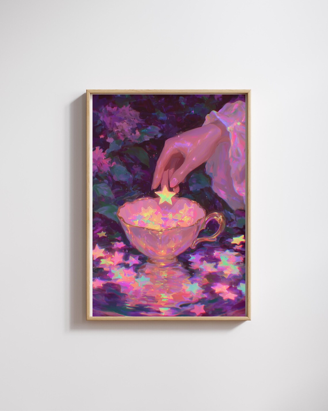 Magical Cup of Glowing Stars Dreamy Purple Fantasy Art Poster