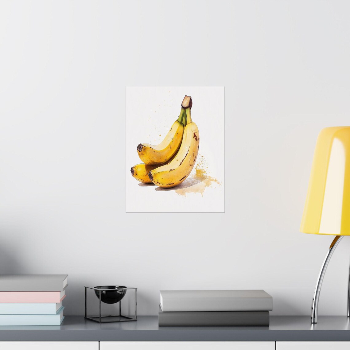 Vibrant Yellow Banana Art Print Watercolor Banana Illustration Kitchen Wall Decor Fresh Fruit Poster Modern Art - Image 2