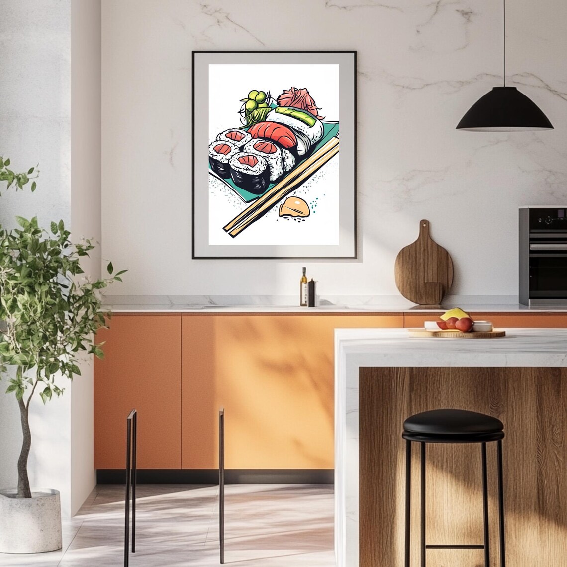 Japanese Sushi Platter Colorful Food Illustration Kitchen Poster - Image 2