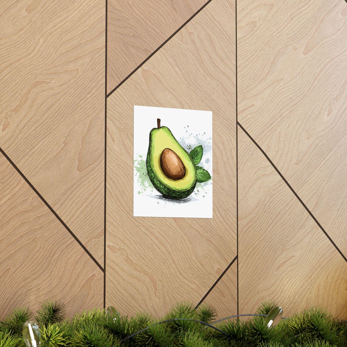 Avocado Art Print Kitchen Wall Decor Healthy Food Poster Modern Food Art Dining Room Decor Vegan Gift Avocado Illustration - Image 2