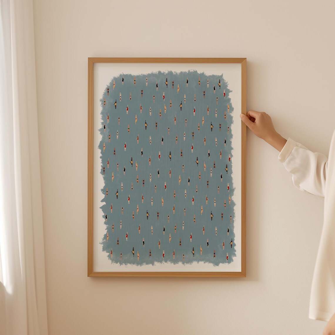 Tiny People Swimming Watercolor Pool Art Print