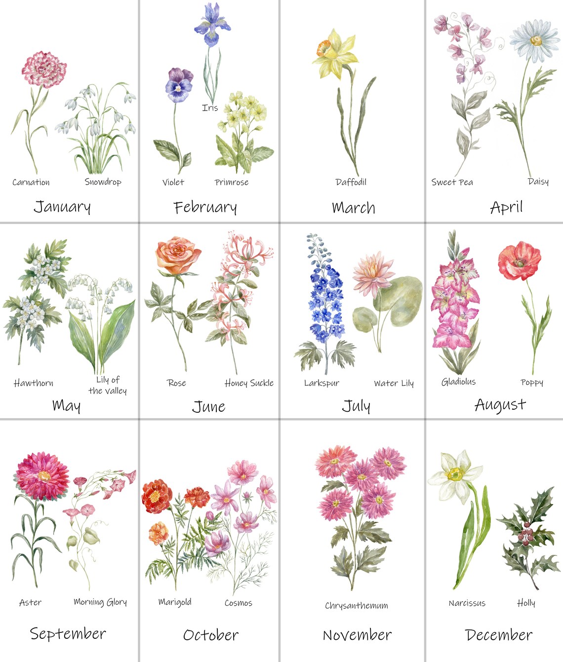 Birth Flower Family Bouquet Custom Art Print - Image 4