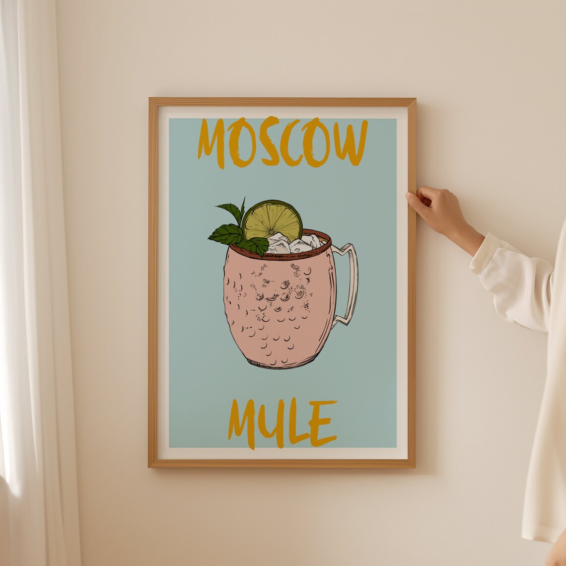 Moscow Mule Cocktail Copper Mug Pop Art Colorful Bar Cart Poster