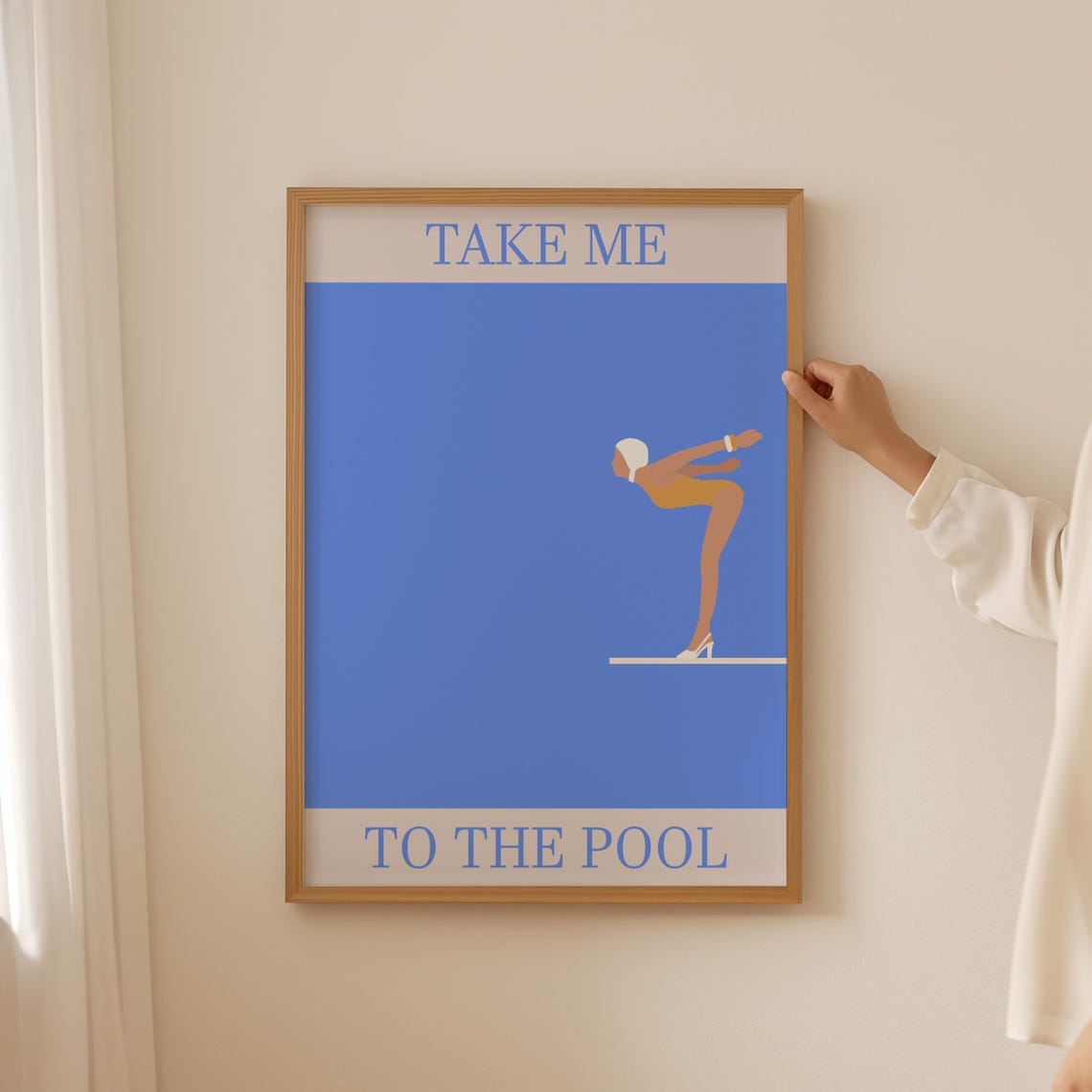 Take Me To The Pool Retro Woman Diver Minimalist Summer Art Poster