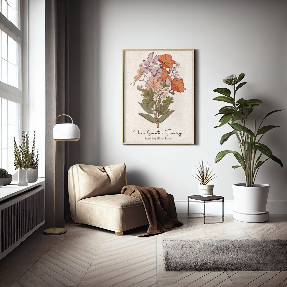 Birth Flower Bouquet Personalized Christmas Gift Art Print - Image 4