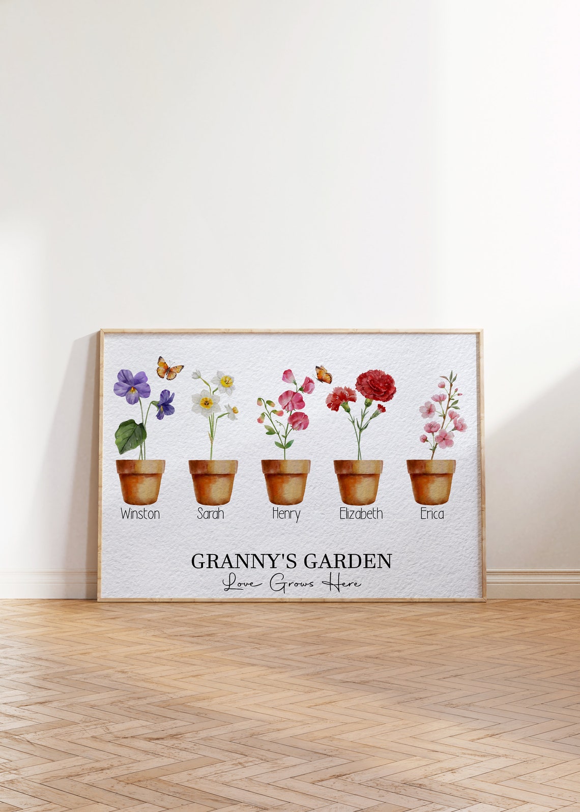 Grammys Garden Birth Flower Pots Personalized Family Name Poster - Image 4