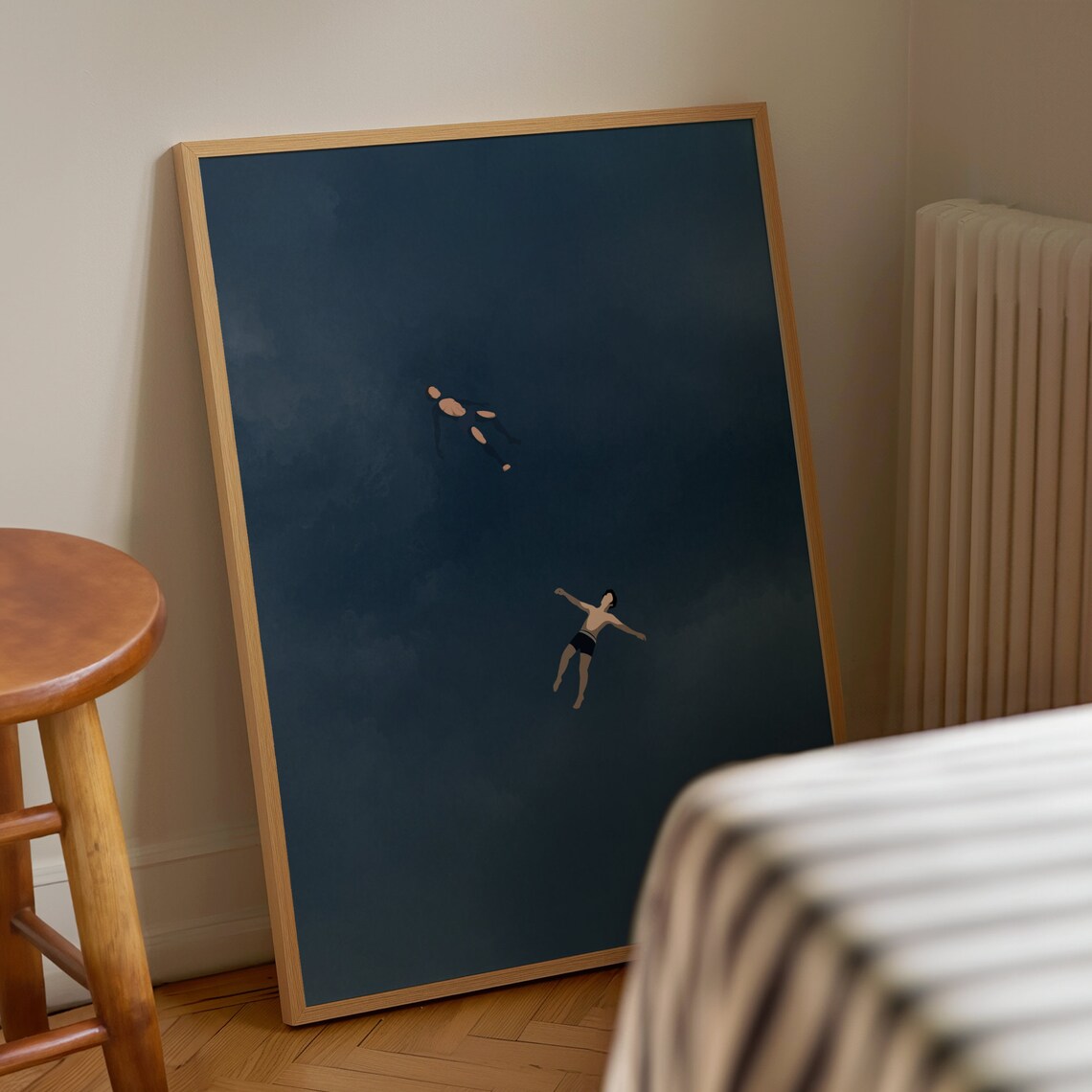 Men Floating In Clouds Minimalist Art Print - Image 4