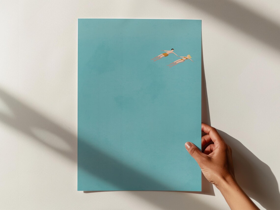 Man And Blonde Woman Floating In Pool Poster Print - Image 3
