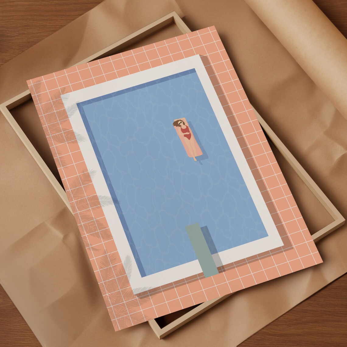 Swimmer Floating Retro Pool Print, Minimalist Summer - Image 2