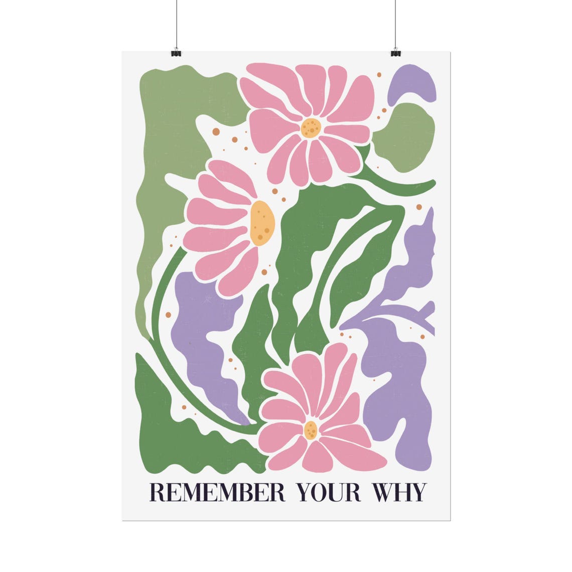 Remember Your Why Pink Floral Daisy Motivational Quote Poster - Image 2