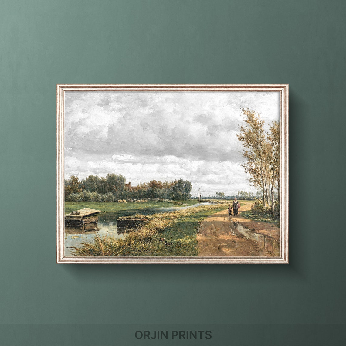 Tranquil River Landscape Art Print The Hague Nature Scene Instant Wall Decor Orjin Prints 3246