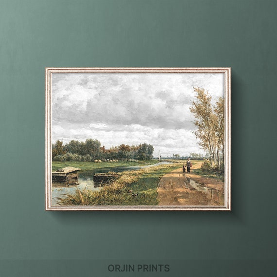 Tranquil River Landscape Art Print The Hague Nature Scene Instant Wall Decor Orjin Prints 3246