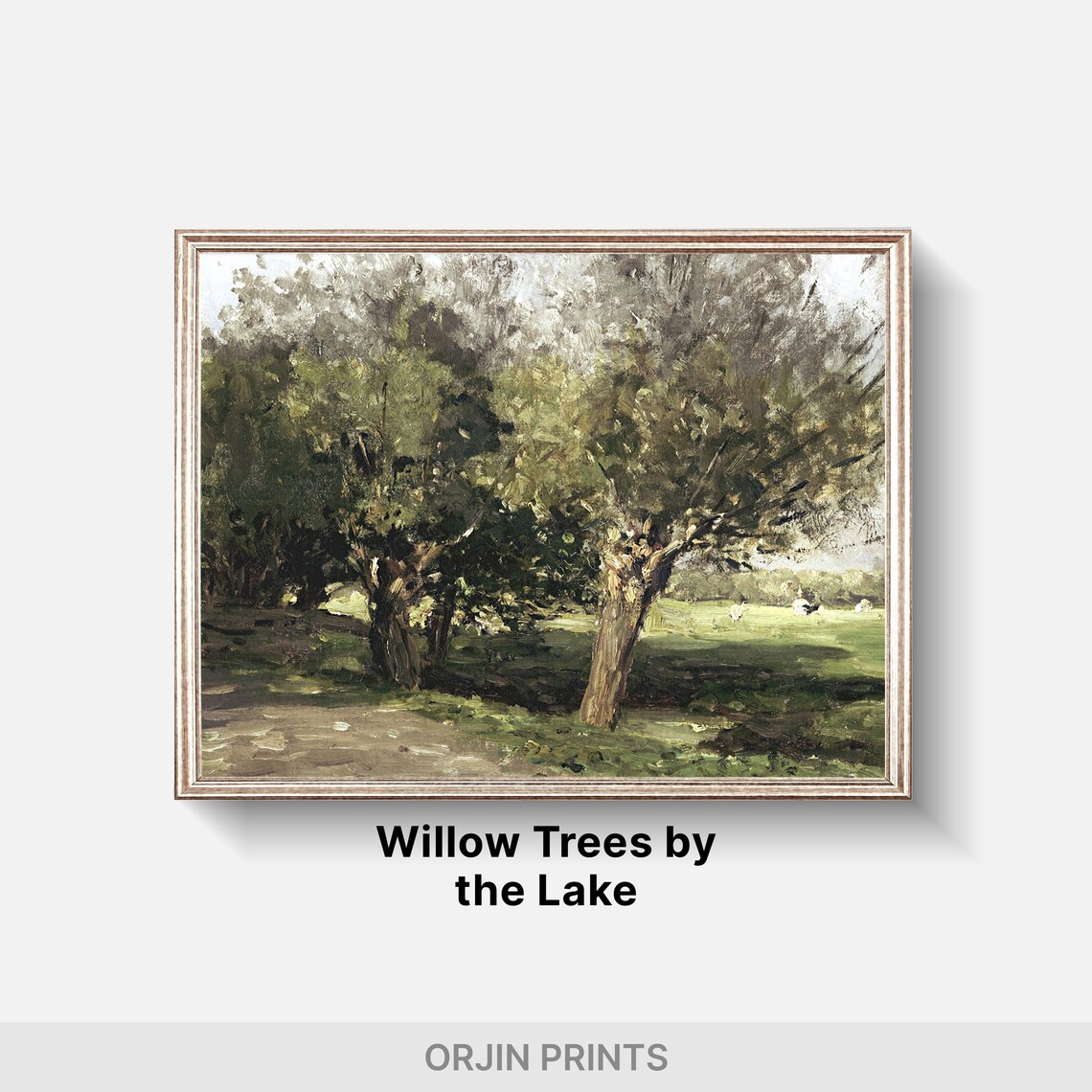 Tranquil Willow Trees, Peaceful Lake Nature Art - Image 2