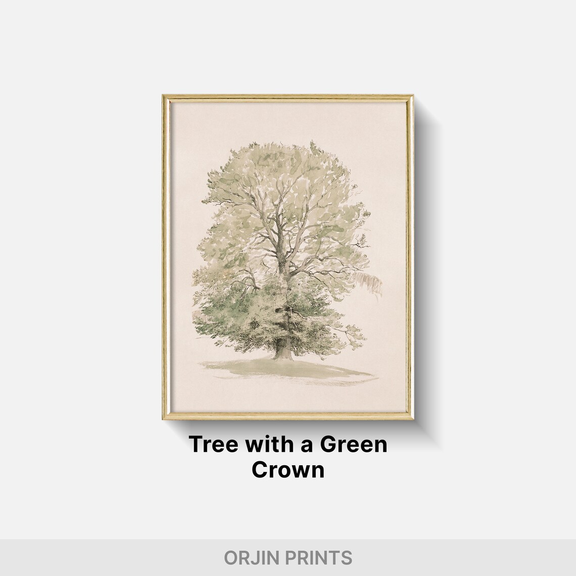 Whimsical Crown Tree Retro Nature Art Print - Image 2