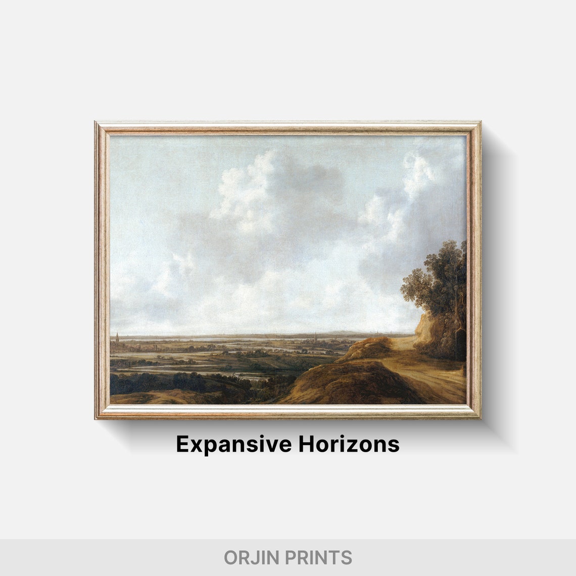 Panoramic Valley Landscape Dramatic Clouds Vintage Painting Poster - Image 2