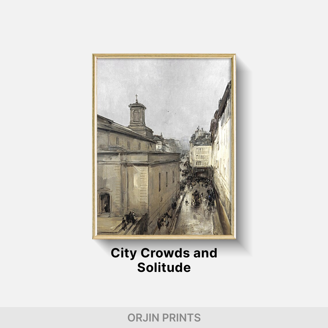 Old European City Street With Church Vintage Painting Style Poster - Image 2
