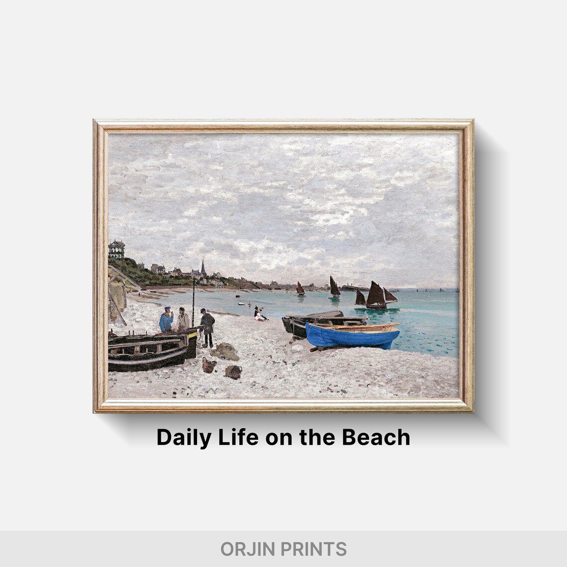 Claude Monet Beach Sailboats Vintage Coastal Impressionist Poster - Image 2