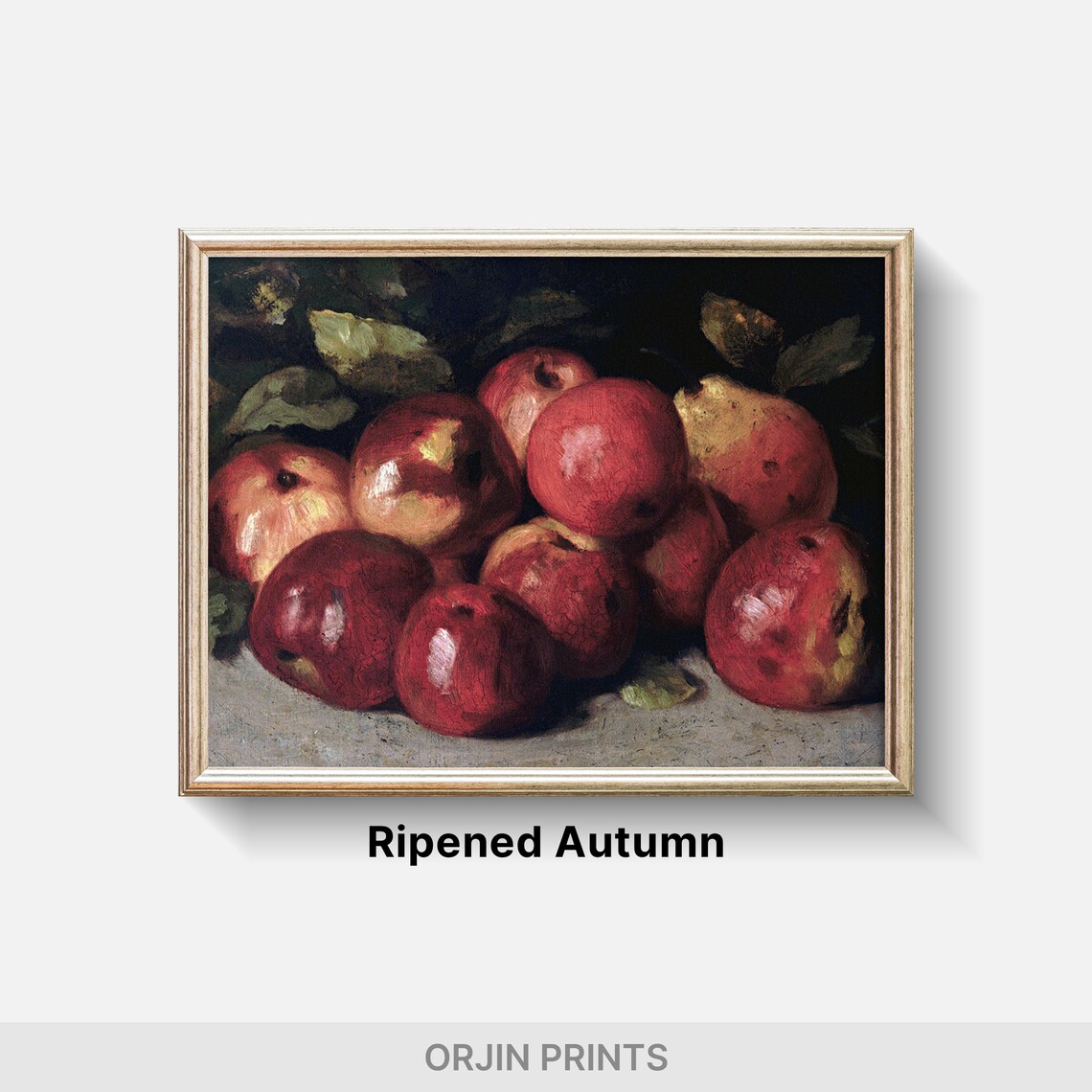 Red Apples Oil Still Life Dark Background Classic Fruit Poster - Image 2