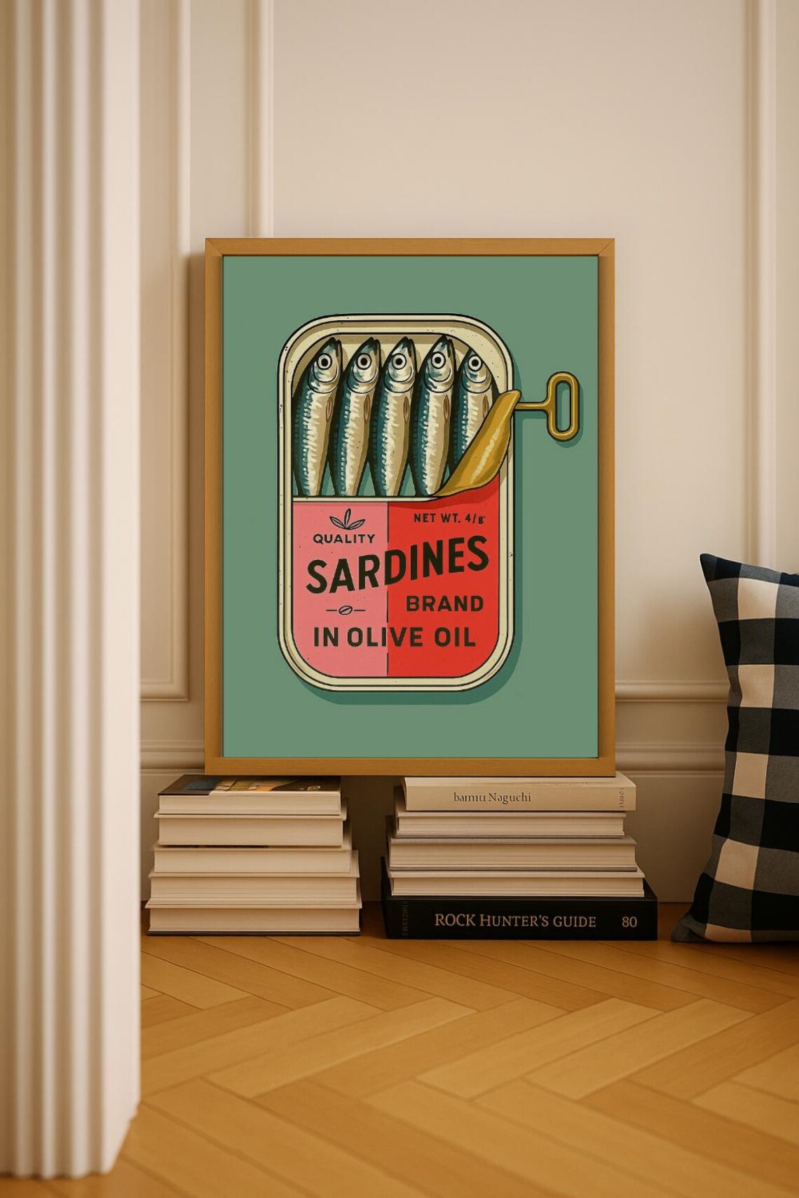 Sardines Wall Art Retro Fish Print Coastal Kitchen Decor Tinned Sardine Poster Seafood