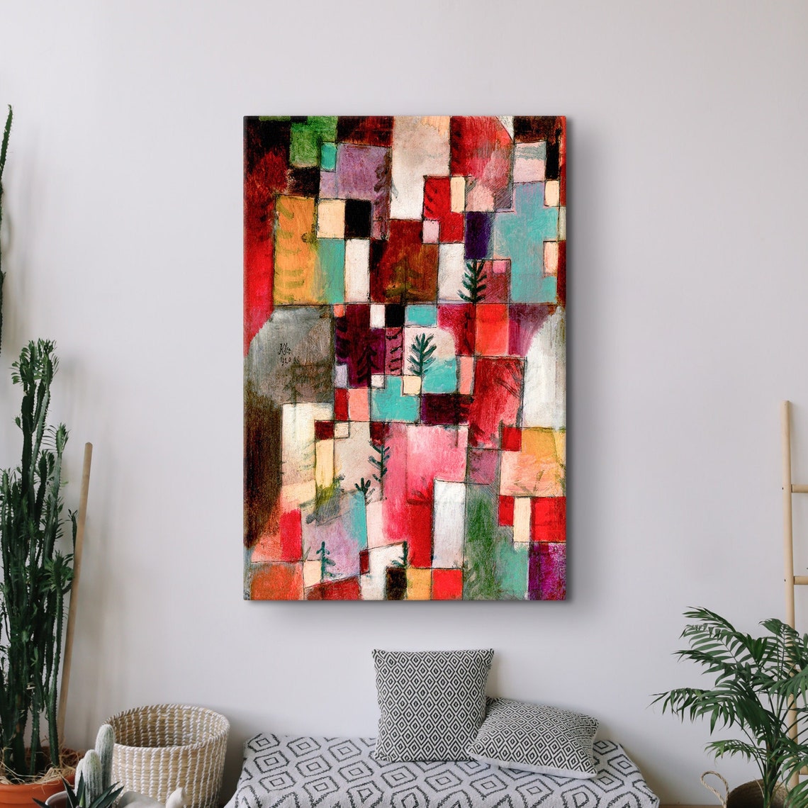 Paul Klee Red Forest 1922 Mosaic Blocks Trees Abstract Poster