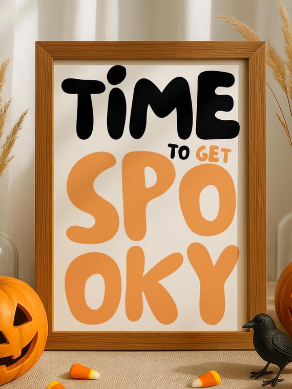 Retro Halloween Print Spooky Typography Bold Orange Black