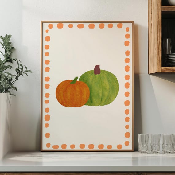 Minimalist Pumpkin Wall Art Cosy Fall Decor For Autumn Season Print
