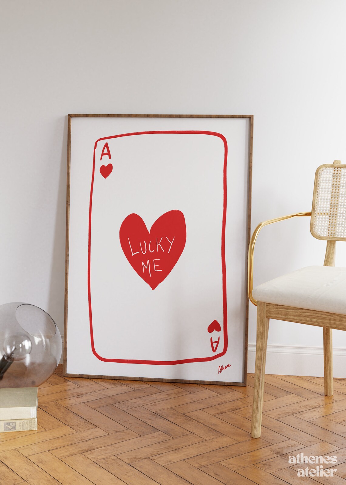 Lucky Me Playing Card Line Art Art Print