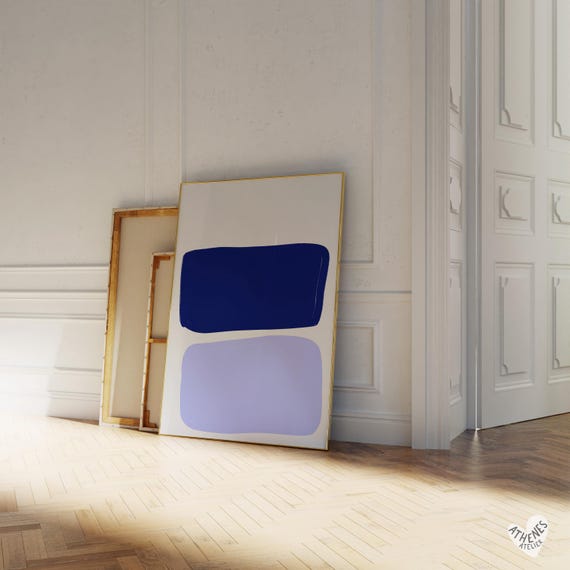 Abstract Print Blue Shapes Art Modern Colorful Minimalist Artmid Century Decor Matisse Inspired Apartment Simple Trendy
