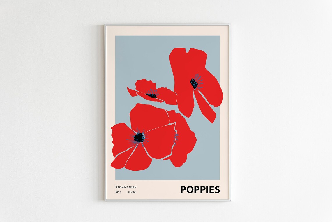 Colorful Flower Illustration Poppies Art Print