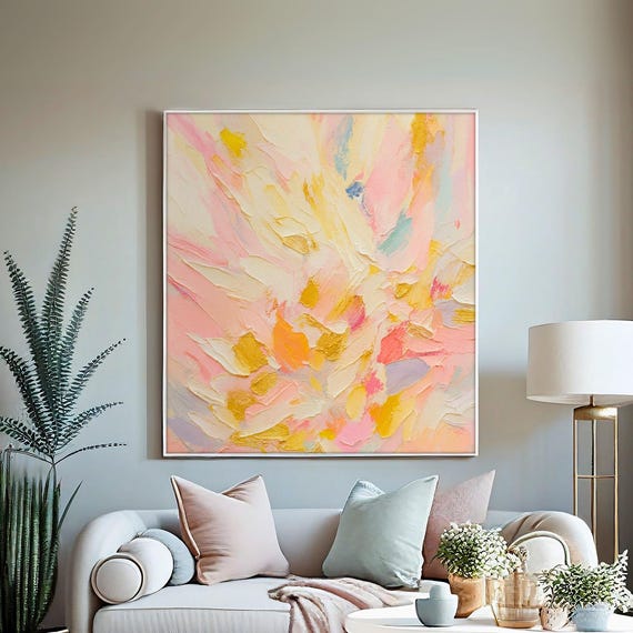 Blush Pink And Gold Abstract Art Print Modern Pastel Wall Decor