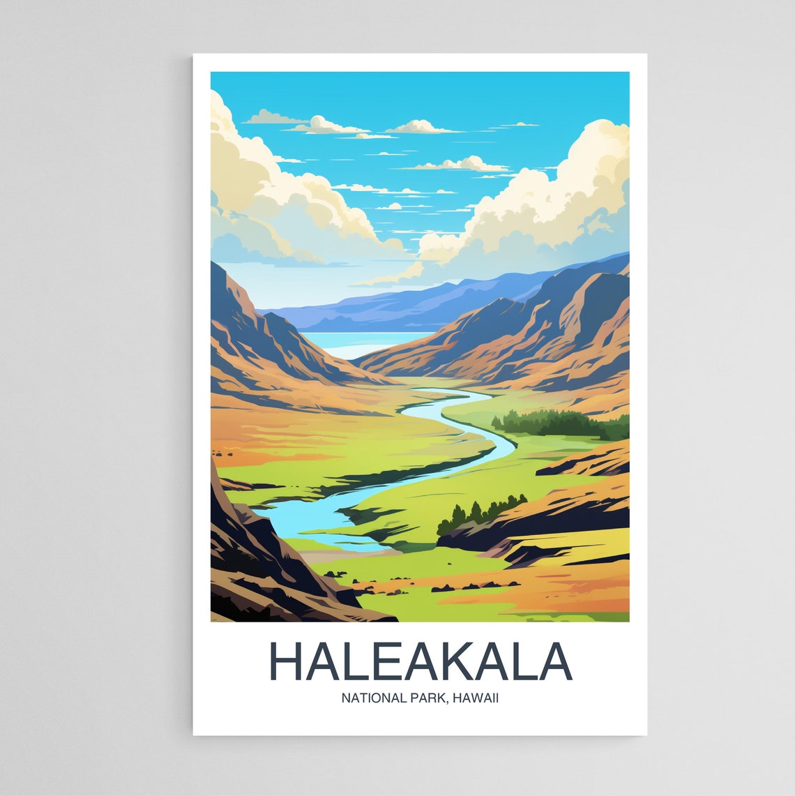 Haleakala National Park Hawaii Volcanic Valley River Landscape Poster
