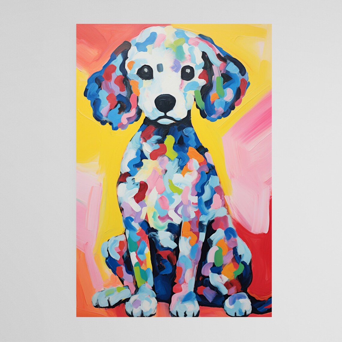 Colorful Mosaic Poodle Pop Art Rainbow Dog Portrait Art Poster