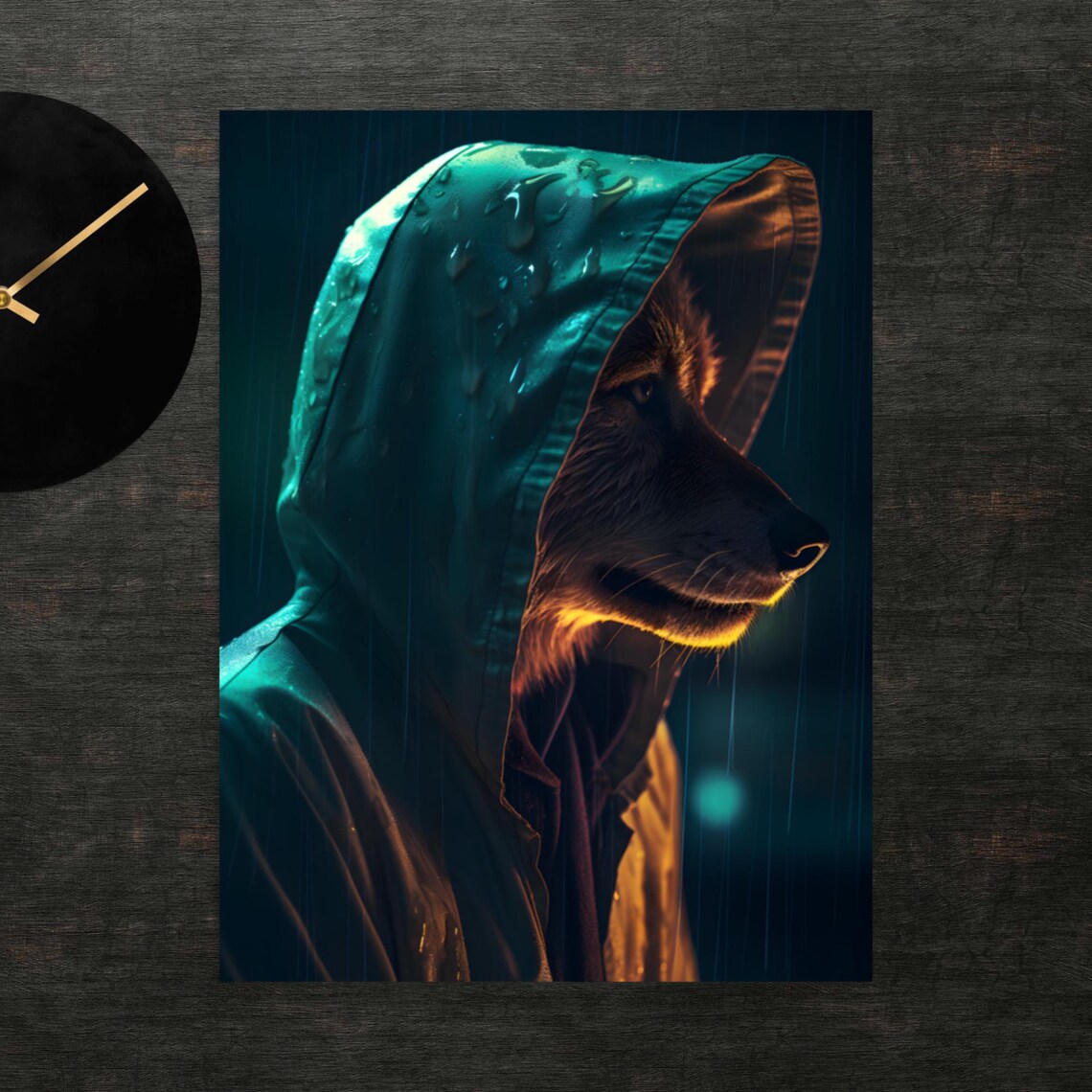 Wolf In Raincoat Poster Art Wall Print Funny Animals Clothed Animal Cute