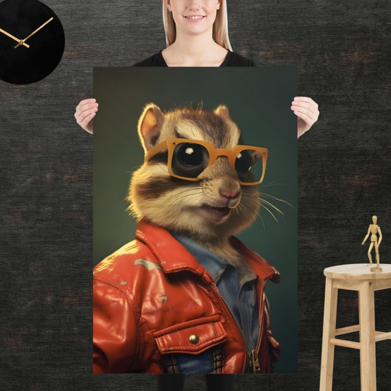 Chipmunk 80s Style Retro Poster Eighties Wall Art Living Room Funny Decor