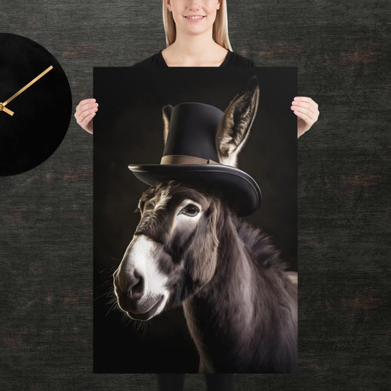 Tophat Donkey Cute Animal Poster Fancy Portrait Unique Art