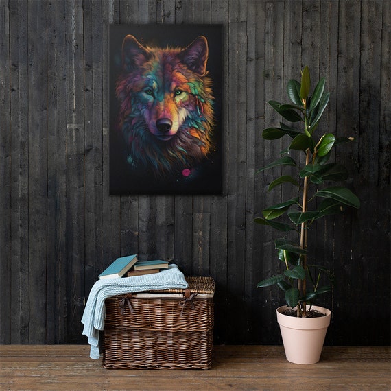 Colorful Wolf Canvas Art Poster Print