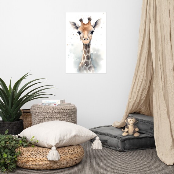 Baby Giraffe Watercolor Sweet Safari Nursery Animal Wall Poster